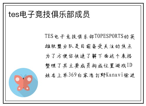 tes电子竞技俱乐部成员